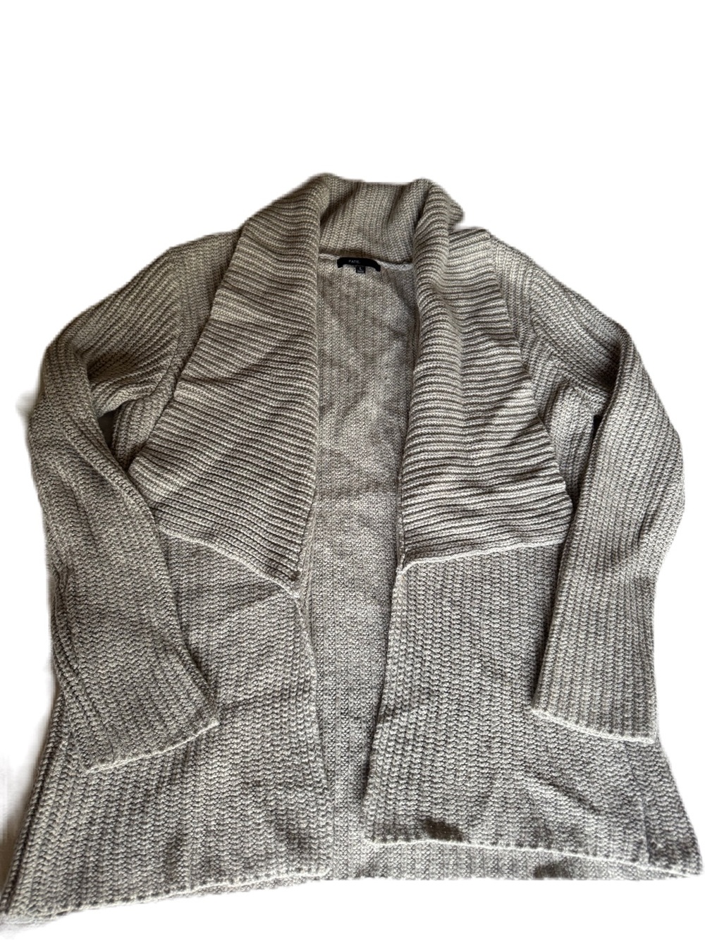 Fate Open-Front Shawl Collar Cardigan - Gray